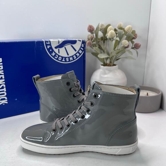 Birkenstock Bartlett Patent Leather Mid Top Shoes Gray 1005659 Women 6/EU 37 NWB - Picture 6 of 10